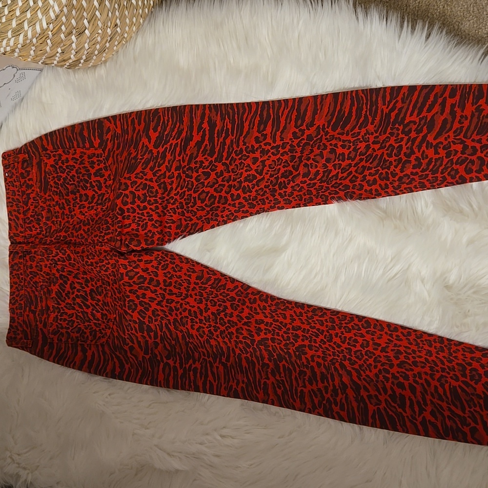 Current/Elliott The Stiletto Red Black Leopard Print Jean 5 Pocket Sz 28…NEW - Picture 3 of 7